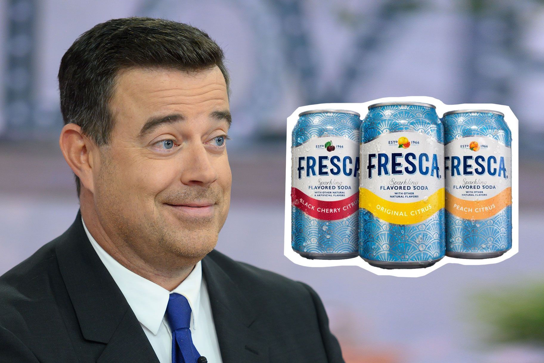 Carson Daly with an image of fresca soda