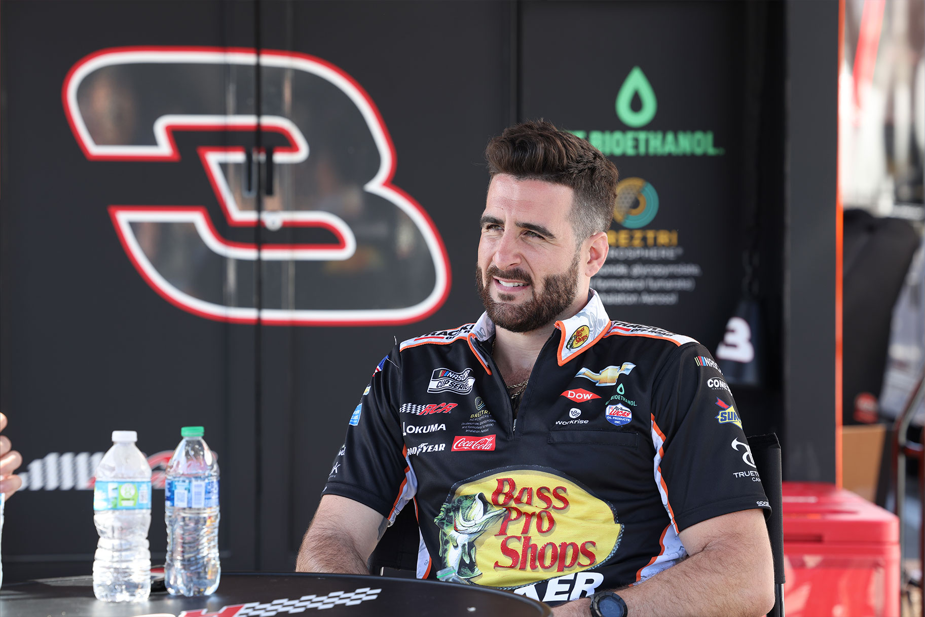 Paul sitting down, wearing his Nascar jumper