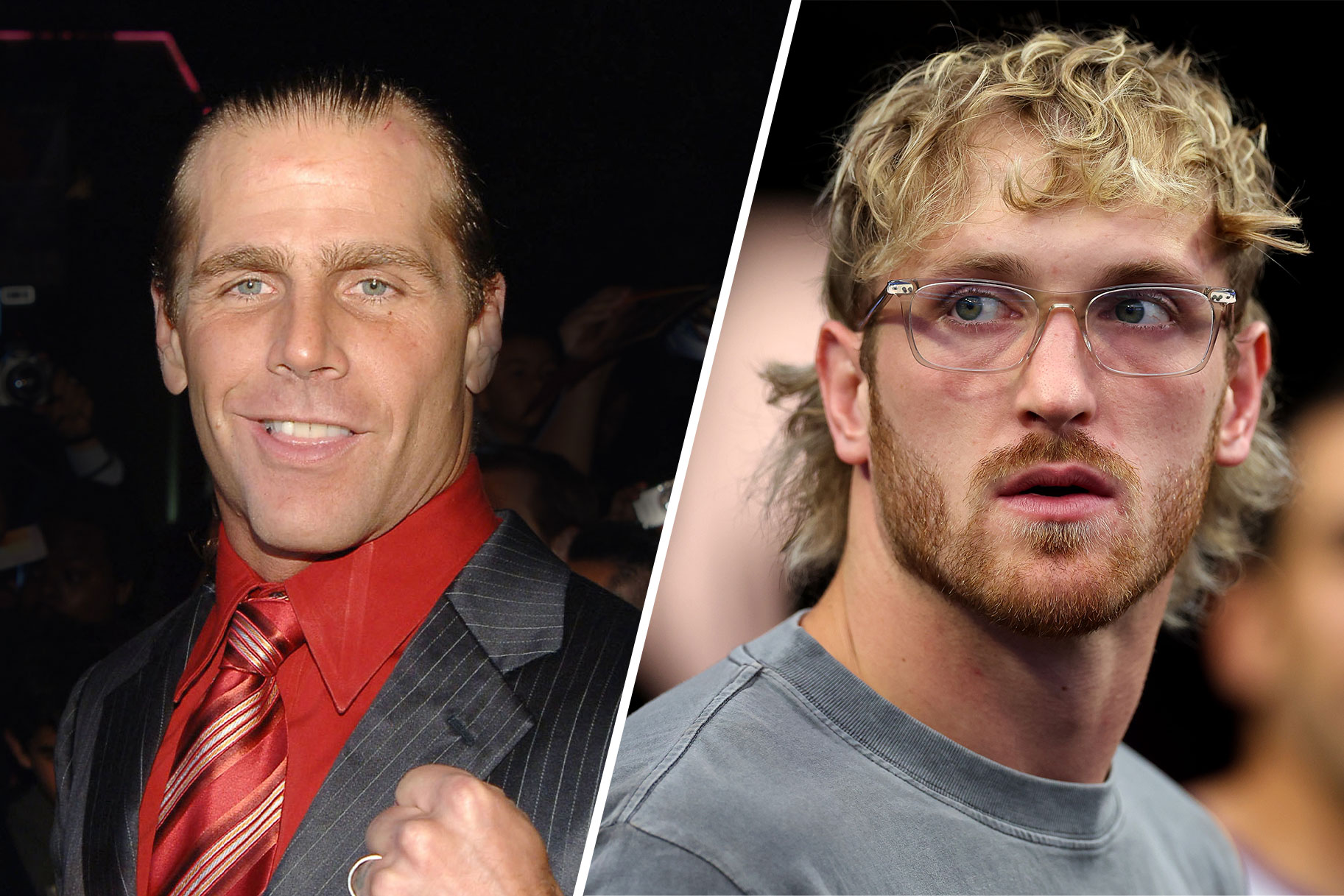 Split image of Shawn Michaels and Logan Paul