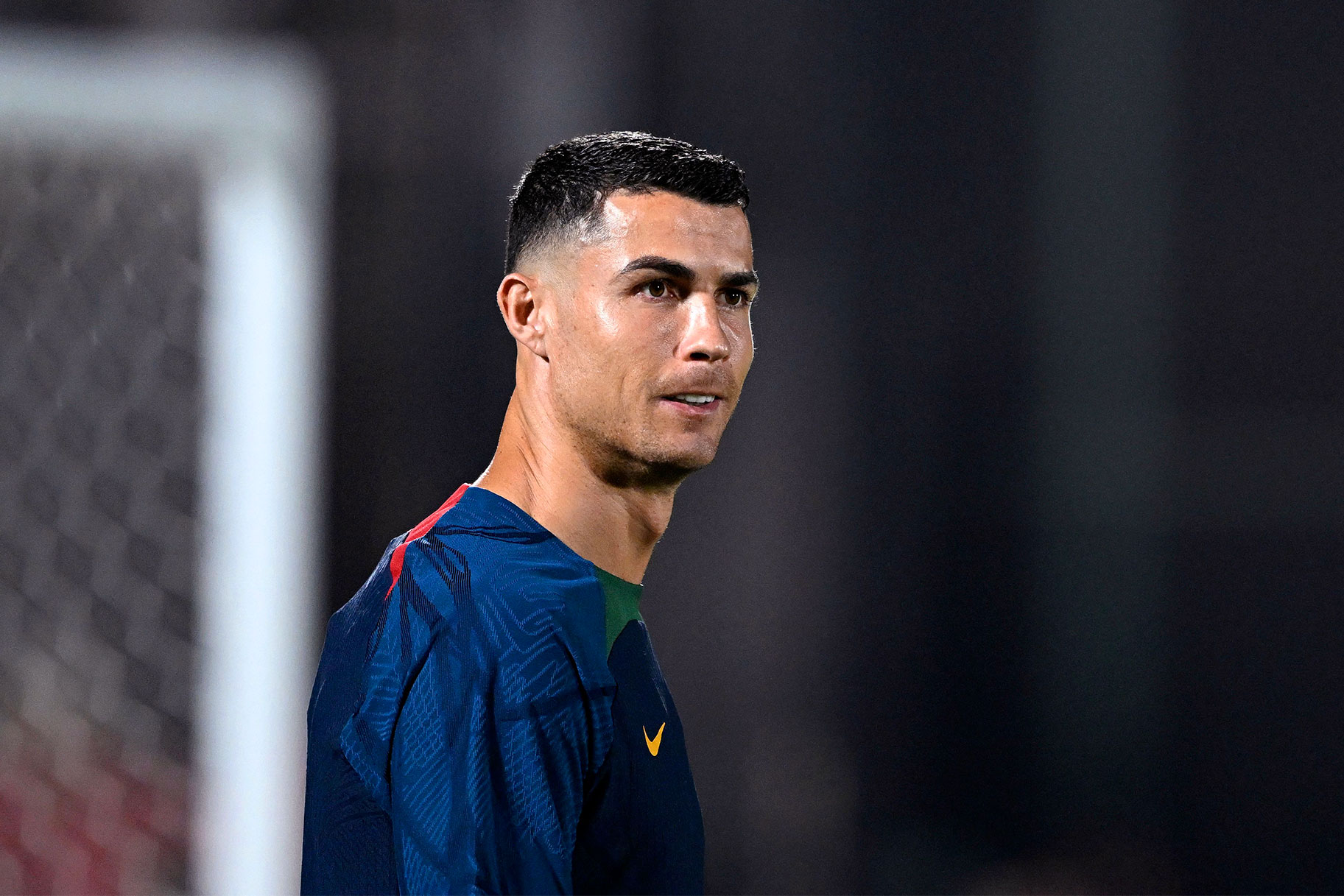 Cristiano Ronaldo takes part in a training session at Al Shahania SC