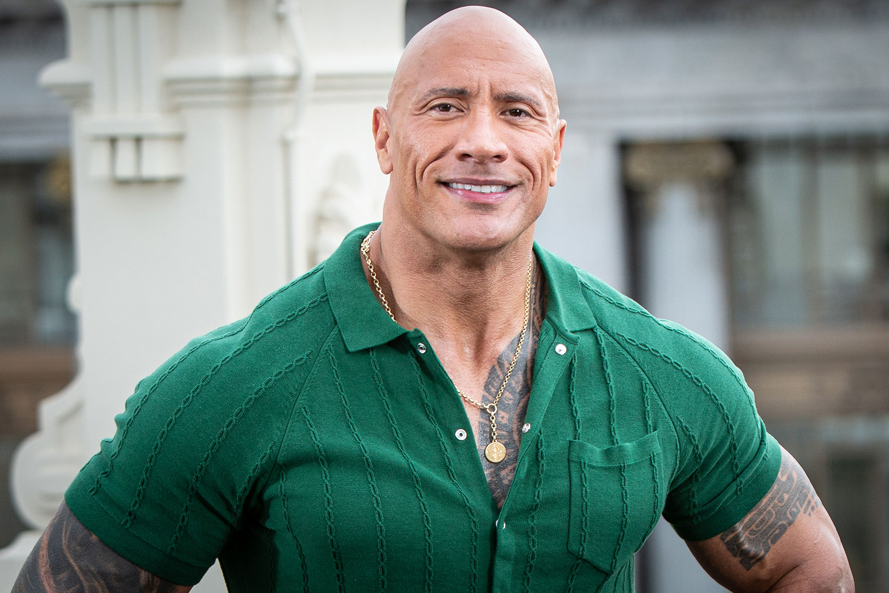 Dwayne Johnson looking upbeat