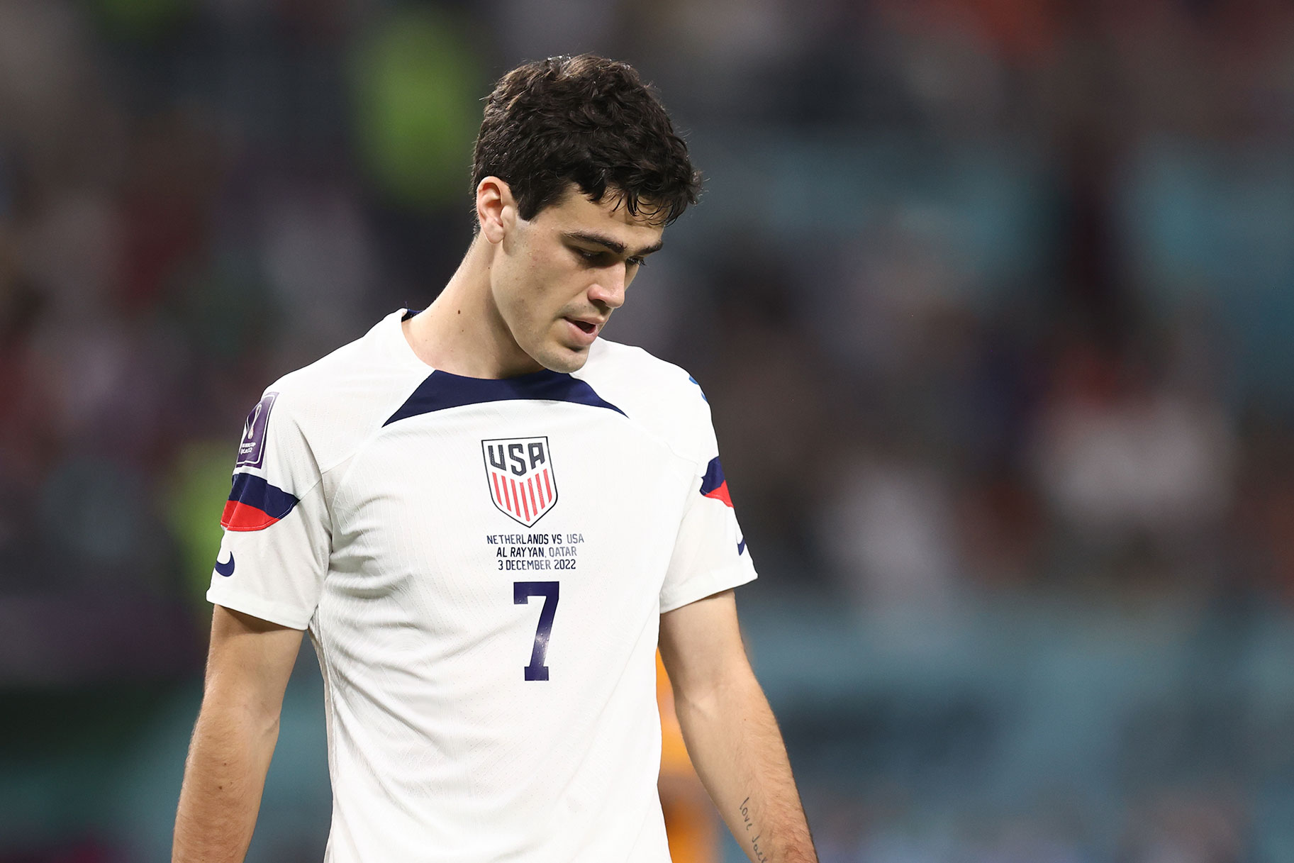 Giovanni Reyna of United States of America during the FIFA World Cup Qatar 2022 Round of 16 match between Netherlands and USA