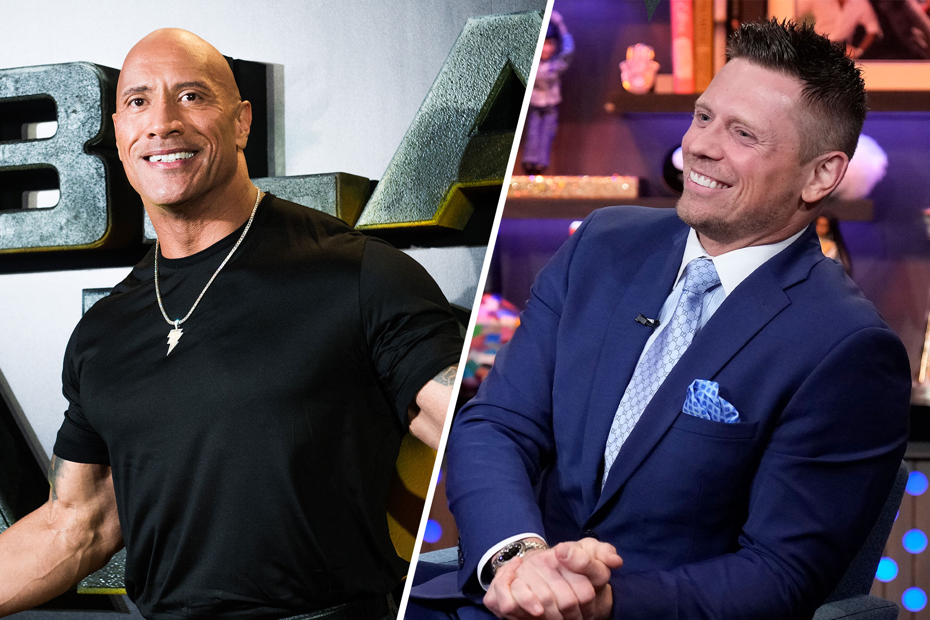 Split image of The Rock and The Miz