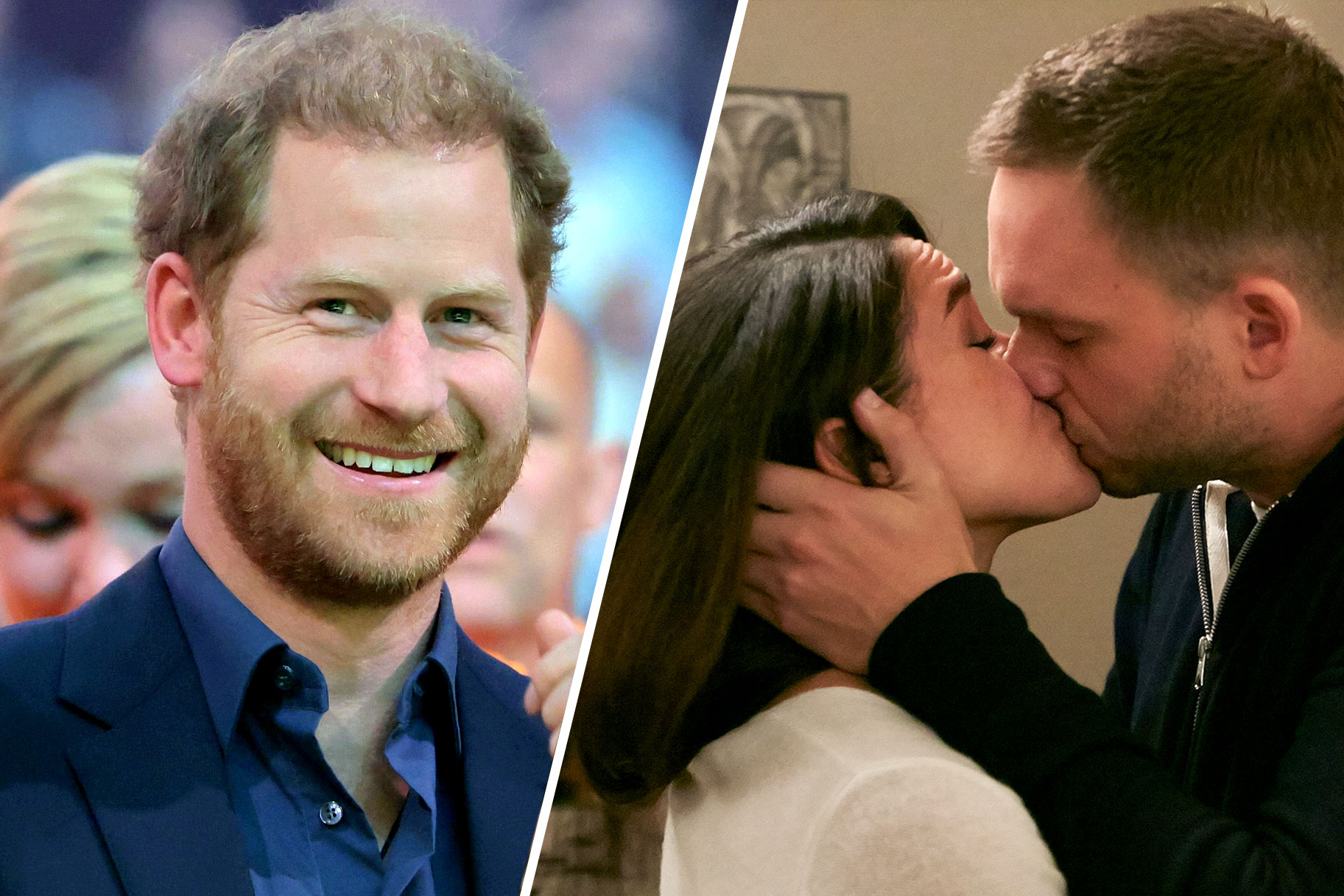 Prince Harry; Meghan Markle Kissing Patrick J. Adams on Suits