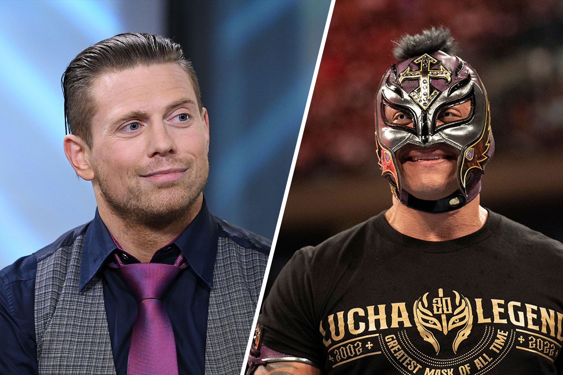 Split image of The Miz and Rey Mysterio