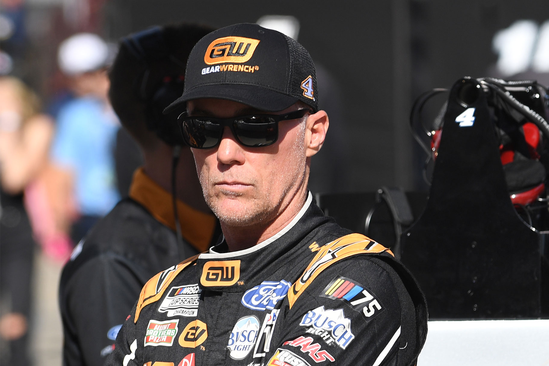 Kevin Harvick looks on during practice