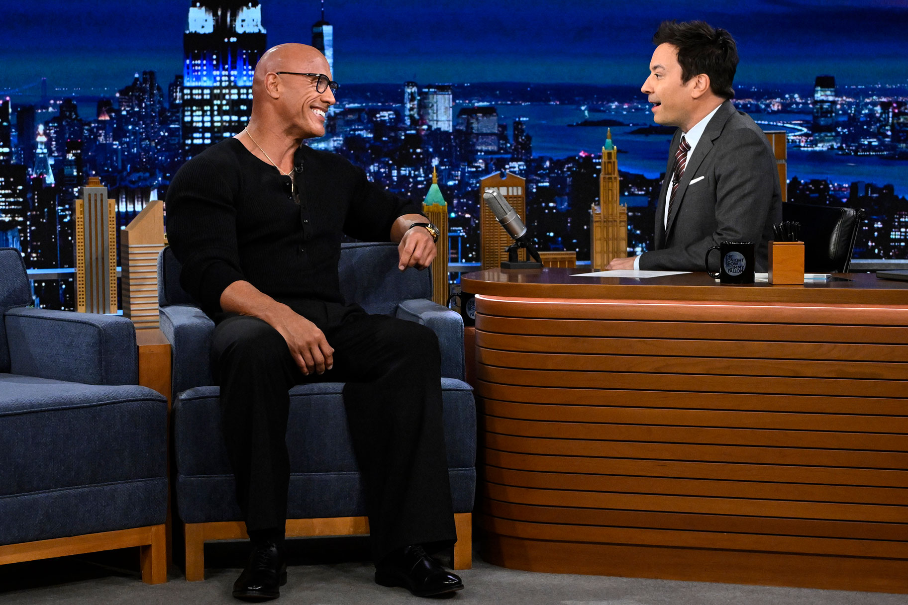 Dwayne The Rock Johnson is interviewed by Jimmy Fallon