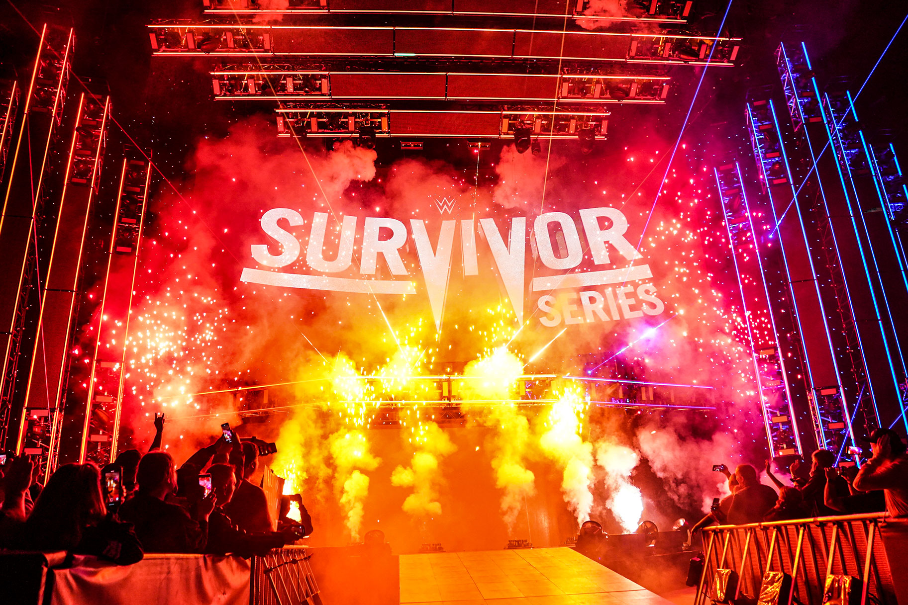 An overview shot of the arena during Survivor Series