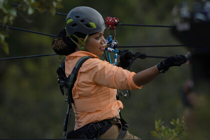 Snake In The Grass Contestant attempting a stunt