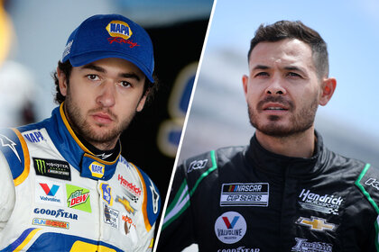 Split image of Chase Elliot and Kyle Larson