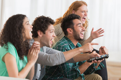 Friends enjoying a watch party