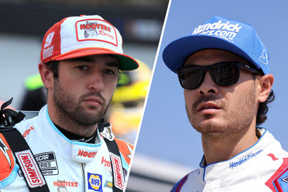 Split image of Chase Elliot and Kyle Larson