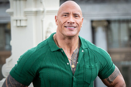 Dwayne Johnson looking upbeat