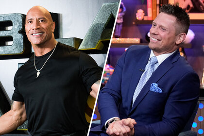 Split image of The Rock and The Miz