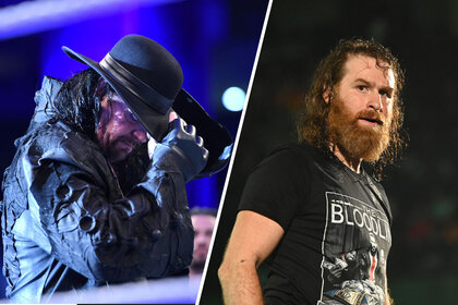 Split image of The Undertaker and Sami Zayn