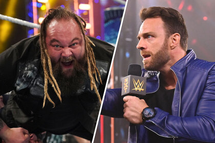 Split image of Bray Wyatt and LA Knight