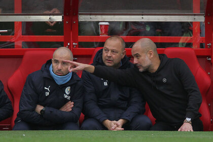 Manchester City manager Josep Guardiola during the Premier League match between Nottingham Forest and Manchester City at City Ground