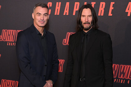 Keanu Reeves and Chad Stahelski at the premiere of 'John Wick 4'