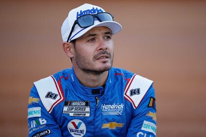 Kyle Larson, driver of the #5 HendrickCars.com Chevrolet, waits on the grid prior to the NASCAR Cup Series Food City Dirt Race at Bristol Motor Speedway