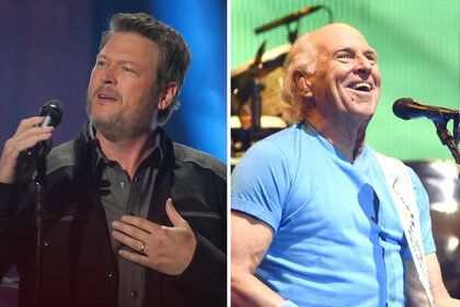 Split of Blake Shelton and Jimmy Buffett each performing