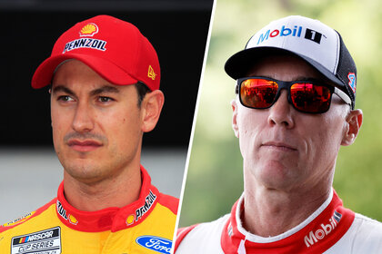 Split of Joey Logano and Kevin Harvick