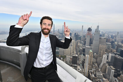 Ryan Blaney poses on top of the Empire State Building