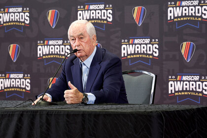 Roger Penske speaks to the media