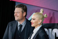 Blake Shelton and Gwen Stefani attend the 2023 CMT Music Awards at Moody Center on April 02, 2023