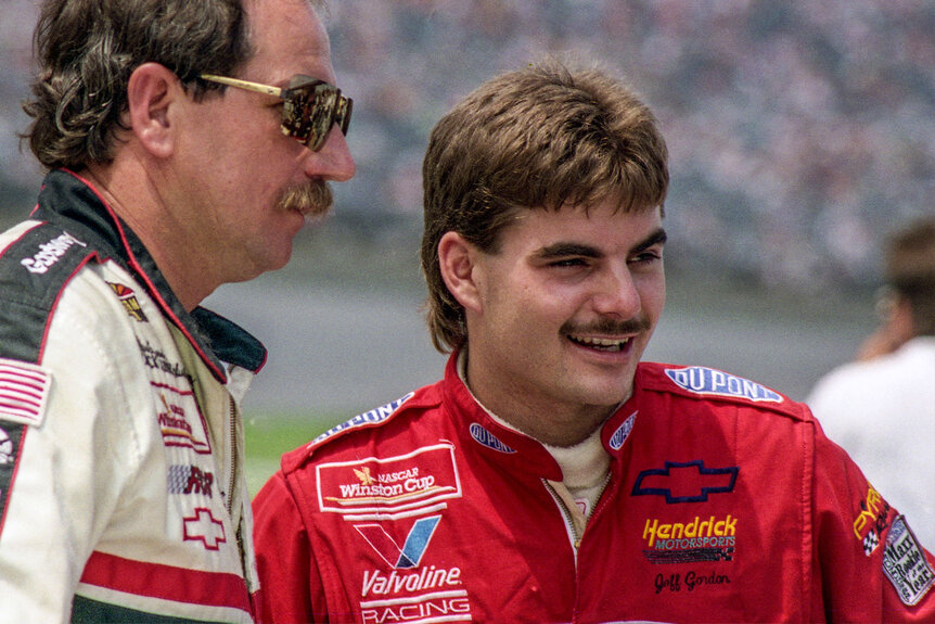 Nascar Driver Jeff Gordon sporting a mullet haircut