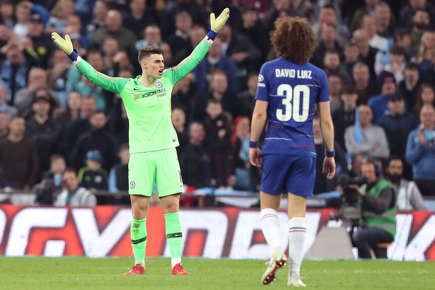 Kepa Arrizabalaga frustrated