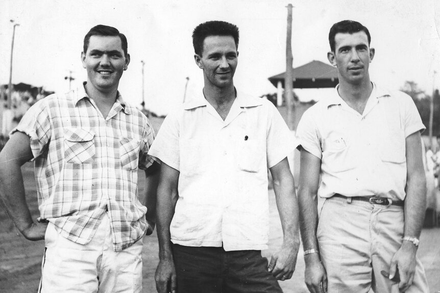 NASCAR stars Junior Johnson, Ralph Earnhardt and Ned Jarrett pose