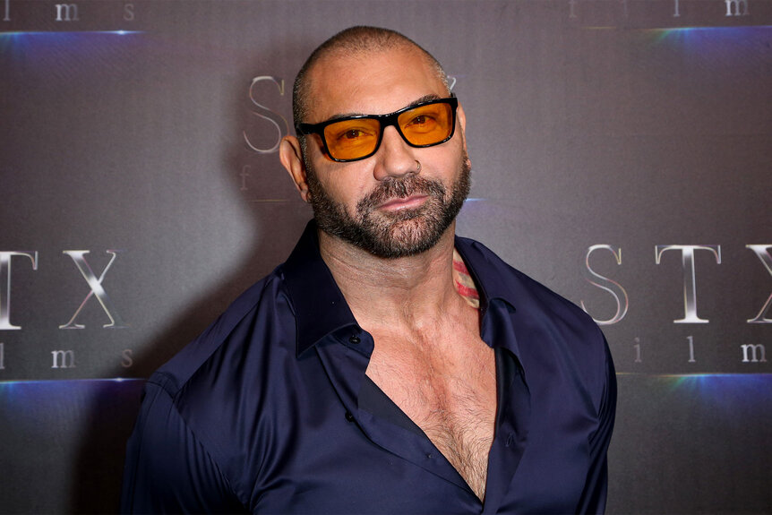 Dave Bautista looking suave on a red carpet