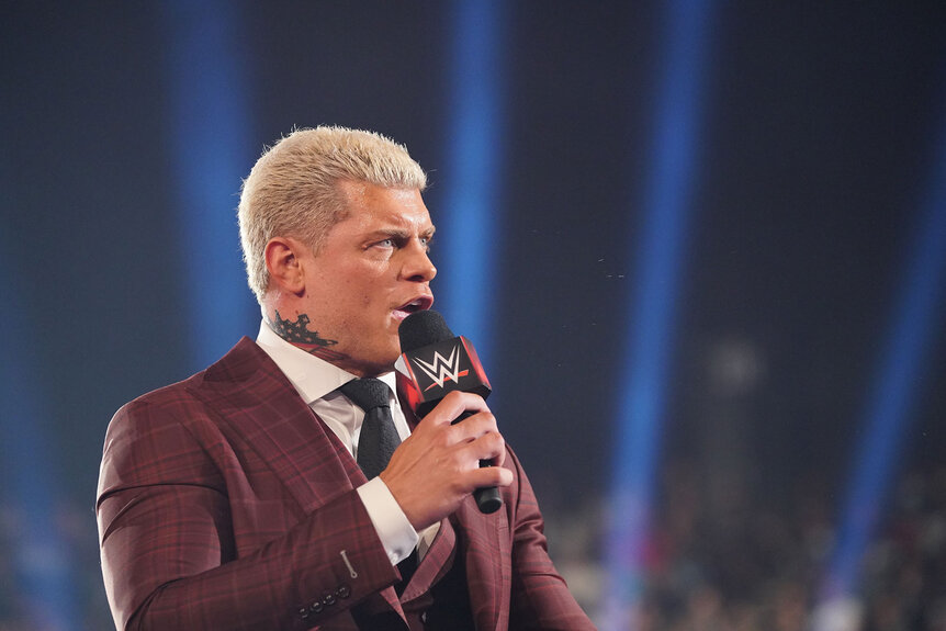 Cody Rhodes speaks to the crowd