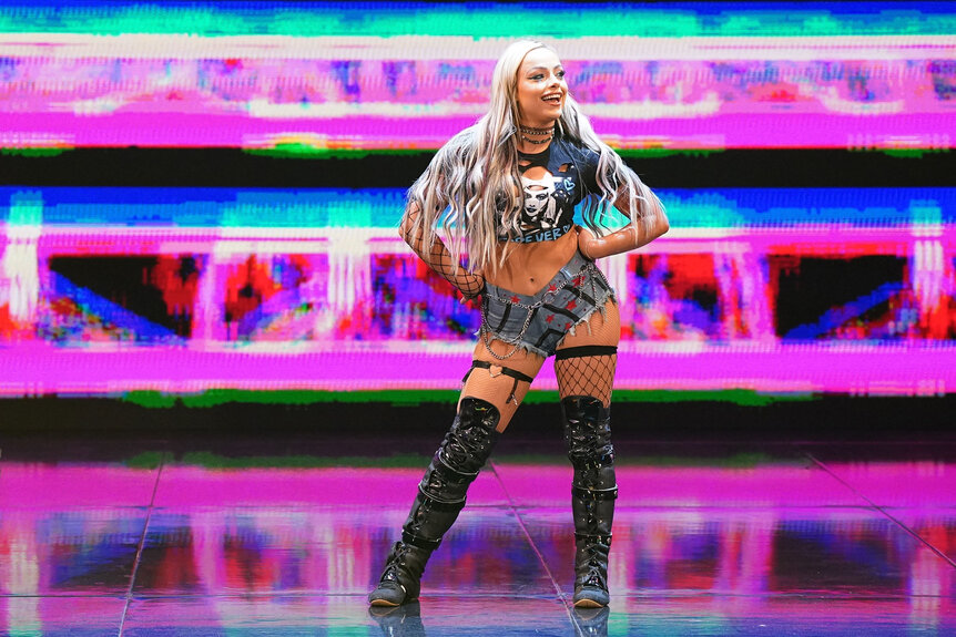 Liv Morgan poses with her hands on her hips before walking to the ring during Monday Night Raw