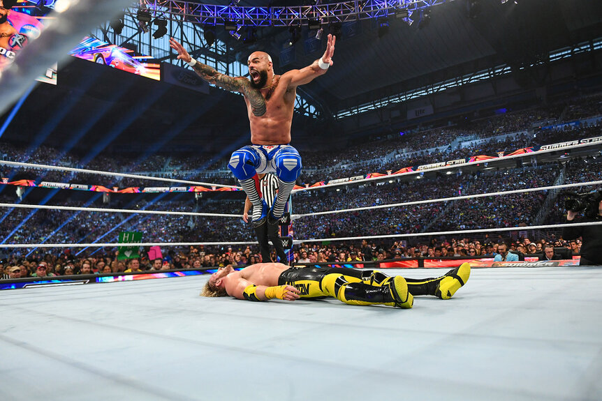 Logan Paul and Ricochet in the ring during their match at SummerSlam