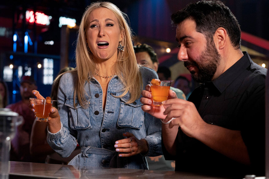 Nikki Glaser plays games during Season 2 Episode 8 of Barmageddon