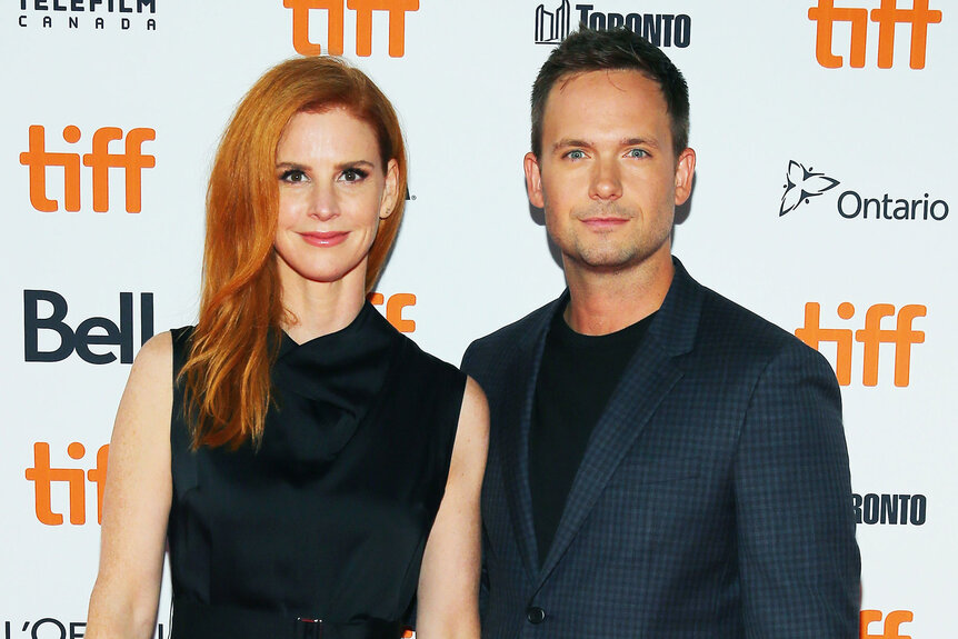 Sarah Rafferty and Patrick J. Adams walk the red carpet of the "Clara" premiere