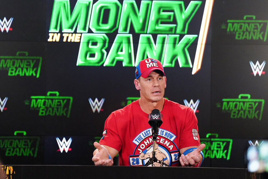 John Cena announces his retirement during the WWE Money In The Bank Press Conference