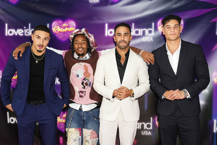 Miguel Harichi, Kordell Beckham, Kendall Washington and Kenny Rodriguez attend the "Love Island USA: The Reunion" photo call